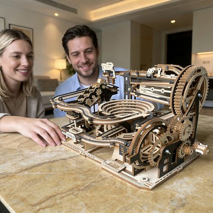 3D Wooden Puzzles for Adults Wood Marble Run DIY Mechanical Craft Model Kit