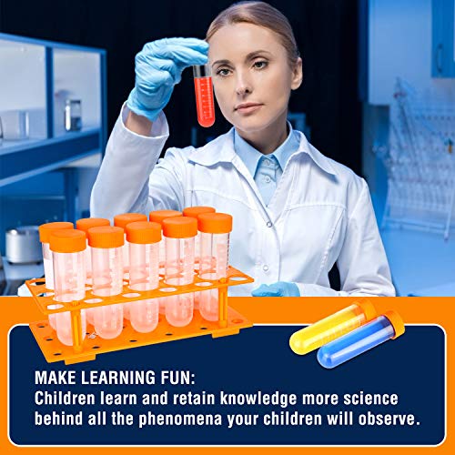 TEKEFT Primary Science Jumbo Test Tubes with Stand, Set of 10 Tubes, Ages 3+