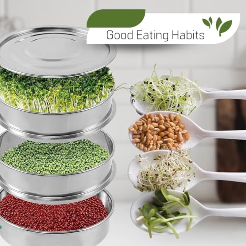 6'' Stainless Steel Sprouting Tray Round – 3-Tier Seed Gardening Planter Tray for Microgreens Broccoli Sprouts Growing Kit Microgreens Tray Germination - size: 3-Tier, 6"