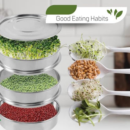 6'' Stainless Steel Sprouting Tray Round – 3-Tier Seed Gardening Planter Tray for Microgreens Broccoli Sprouts Growing Kit Microgreens Tray Germination - size: 3-Tier, 6"