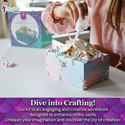 Pinwheel Crafts Mermaid DIY Jewelry Box Kit for Girls Ages 6+ with 530 Pcs - style: Mermaid Jewelry Box-530 Pcs