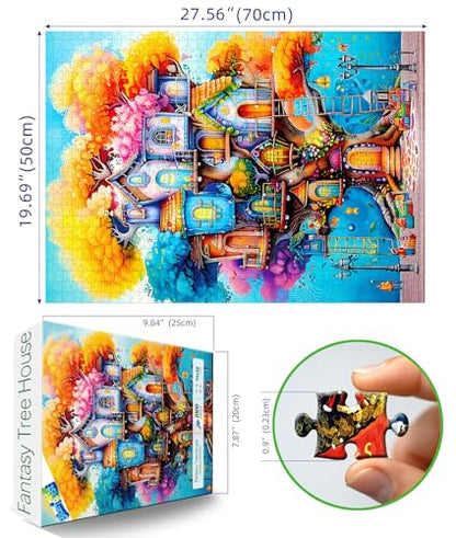 Blueforest 1000 Piece Jigsaw Puzzle for Adults，Fantastical Treehouse Escape - color: Fantastical Treehouse Escape