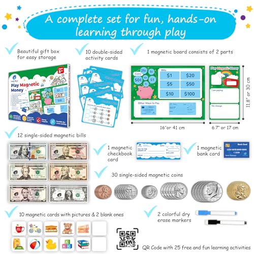 Simply magic 70 PCS Magnetic Money for Classroom - Play Money for Teaching