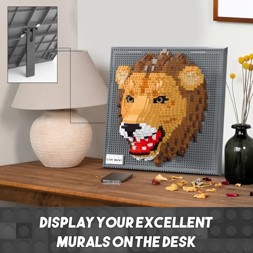 3D Lion Animal Wall Art Micro Mini Building Blocks Set for Adults, No Compatible with Lego, Unique Table Display & Home Wall Decor, Creative Toy Gift for Chritsmas Birthday (2005 PCS) - style: Lion