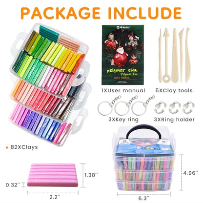 Artecho Polymer Clay Kit, 82 Colors Oven Bake Clay - color: 82 colors