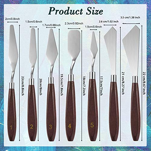 Honoson 7 Pcs Painting Knife Palette Knife Set Steel Spatula,Redwood Color - color: Redwood Color
