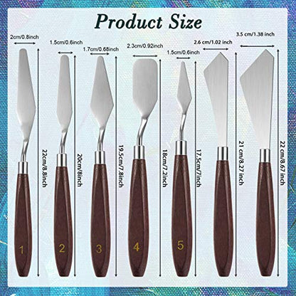 Honoson 7 Pcs Painting Knife Palette Knife Set Steel Spatula,Redwood Color - color: Redwood Color