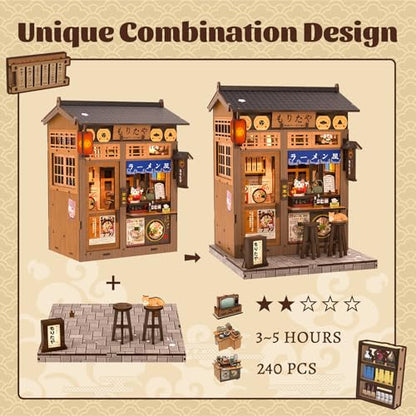 Fsolis Japanese Book Nook Kit - DIY Miniature House Kit (Morita-Ya Ramen) - color: Morita-ya Ramen