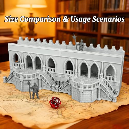 AUSPDICE DND Terrain 25mm Unpainted Medieval City Walls, TTRPG Buildings - color: Af1104 F City Walls 2