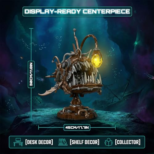HJPLPXH Steampunk Mechanical Anglerfish Building Kit 1236PCS Deep Sea Model - style: Lanternfish