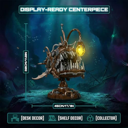 HJPLPXH Steampunk Mechanical Anglerfish Building Kit 1236PCS Deep Sea Model - style: Lanternfish