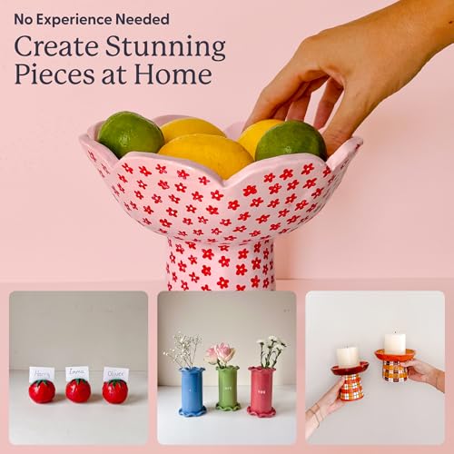 Sculpd Pottery Kit for Adults, Air Dry Clay with Tools, Floral Tones Gloss - style: Gloss Varnish with Floral Tones