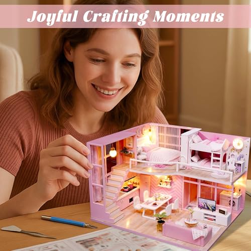 Flever Dollhouse Miniature DIY House Kit Creative Room with Loft Apartment Scene for Romantic Artwork Gift (Dream Angel) - color: Dream Angels