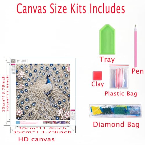 Peacock Pearl Diamond Art Kits for Adults,Diamond Painting Kits 11.8X11.8In - color: DE6606