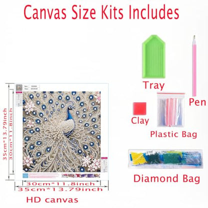Peacock Pearl Diamond Art Kits for Adults,Diamond Painting Kits 11.8X11.8In - color: DE6606