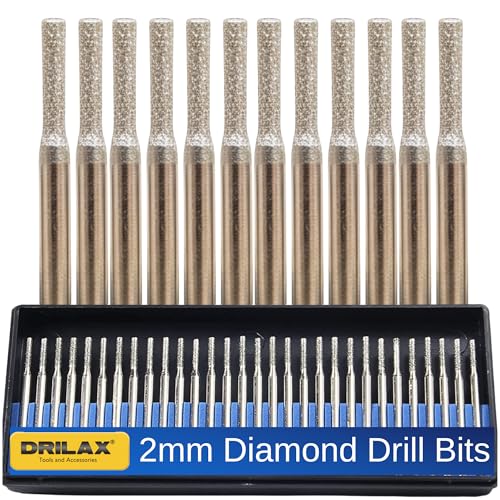 2mm Diamond Drill Bits for Ceramic 30 Pcs Set of Diamond Dremel Bits - size: 2mm