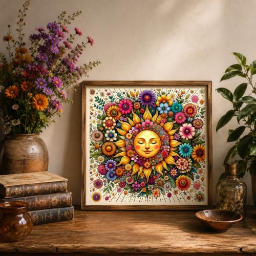 CHWGLFGG 5D Sun Face Diamond Art Kits for Adults Beginners 13.8x13.8 Inch - color: KM1180-1