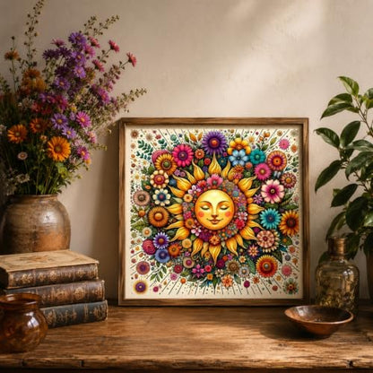CHWGLFGG 5D Sun Face Diamond Art Kits for Adults Beginners 13.8x13.8 Inch - color: KM1180-1