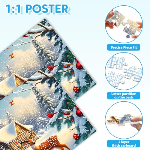 4-Pack 100 Piece Puzzles for Adults Seniors, Four Seasons Mountain Scenes - color: Four Seasons Scenery
