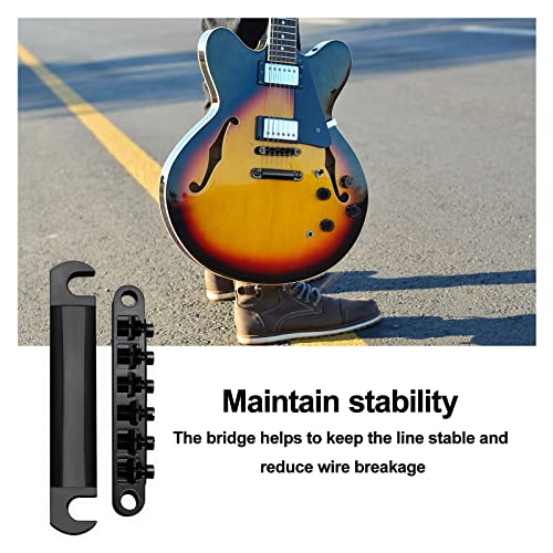 SAPHUE A Set of String Saddle Tune-O-Matic Bridge and Tailpiece with Studs for GB LP Style Electric Guitar (Black) - color: Black