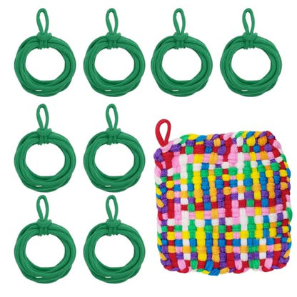 MECCANIXITY 50 Pcs Potholder Loom Refill Loops, Elastic Potholder Weaving Refill Loops Knitting Kit Supplies in Rainbow Colors for Girls Beginners DIY Crafts 7" Weaving Loom, Green - color: Green