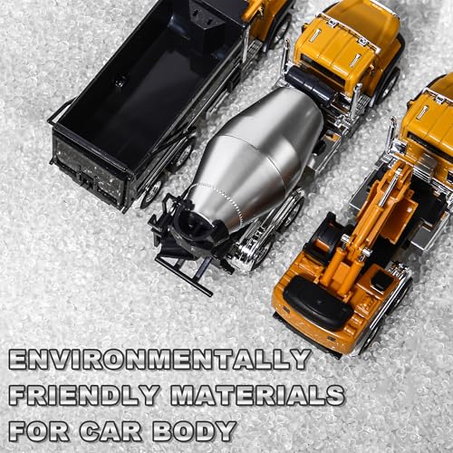 AIUAZA 1/50 Ratio die-Casting Engineering Construction Vehicle, Dump Truck, Excavator, Mixer, Alloy Collection Model car, Boy's Door Opening Pull Back car Toy (Dump Truck) - color: Dump Truck