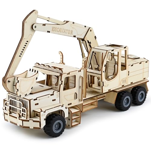 177PCS Excavator Wooden Truck Model 3D Wooden Puzzles for Adults