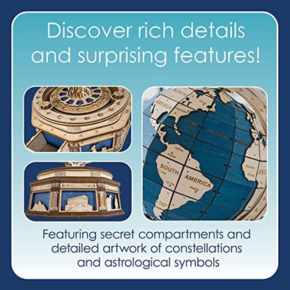 MindWare Gearjits: Globe – Wooden 3D Building Puzzle for Teens & Adults – DIY Construction Model – Fun for Parents Too! – Great STEAM Gifts for Ages 12+