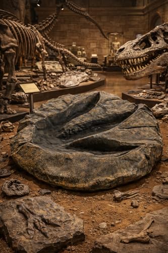 VEOJEIN Large Jurassic Dinosaur Footprint Fossil Replica – Realistic Resin Track Cast, Prehistoric Fossil Stone Décor Ancient Gift, Catch-All Tray for Keys Coins Jewelry – Shelf Decor 10.5" x 9.3"