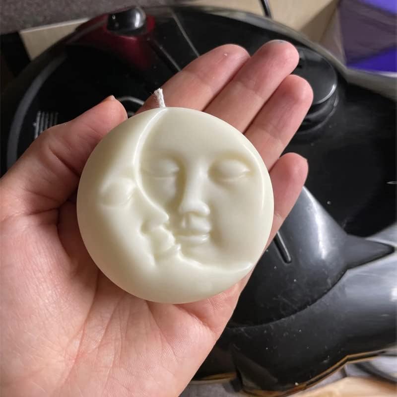 Candle Molds - Silicone Mold for Candles Making, DIY 3D Moulds for Soy Wax, Beeswax, Scented Candle, Valentine's Day Gifts (Moon) - color: Moon
