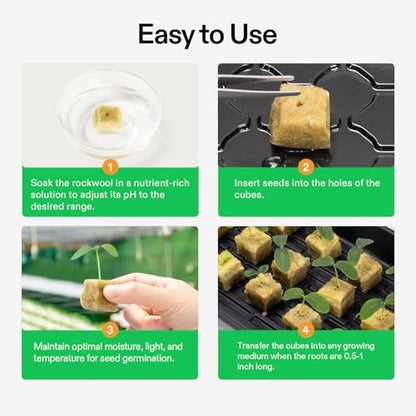 VIVOSUN 1" Rockwool Cubes, 200 Plugs Stonewool Starter Grow Cubes - size: 1"-200 Plugs