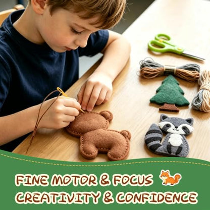 GOASION Sewing Kit for Kids, 12 Pcs Woodland Animals Craft Set, Ages 5+ - color: Forest - Dwelling Animals - 12 Pack