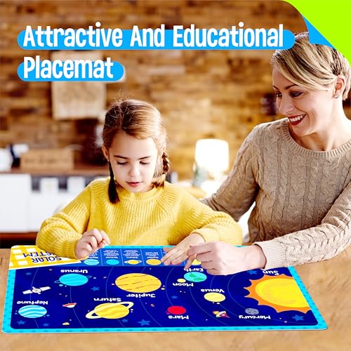 6 Pack Placemats for Kids, Non-Slip Washable, Reusable Alphabet, Number, Shape & Color, Universe, Map Themed Educational Placemats for Home, Kindergarten, Classroom, Nursery - style: Style-A
