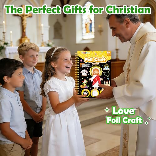 FUNNYB&G Foil Art Craft Kit for Kids, Sparkly Birthday Gift Toy for Kids - style: Christian