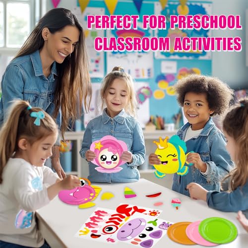 16 Pack Arts and Crafts for Kids Toddler DIY Animal Paper Plate Art Gifts - style: ocean