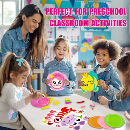 16 Pack Arts and Crafts for Kids Toddler DIY Animal Paper Plate Art Gifts - style: ocean