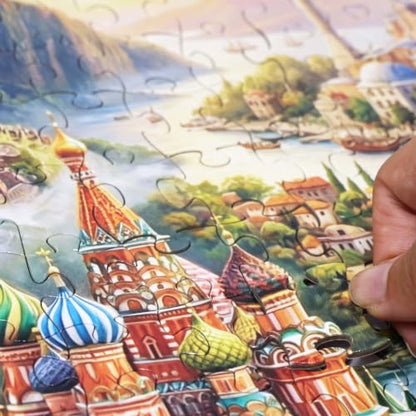 Think2Master World's Wonders 500 Pieces Large Format Jigsaw Puzzle: 13+, Teens, Adults & Families. Global Adventure to World’s Most Iconic Landmarks in an Imaginative Landscape. Size: 26.8” X 18.9” - style: World's Wonders
