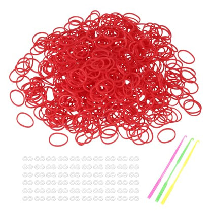 MECCANIXITY 1800 Pcs Loom Rubber Bands Kit with 75 Pcs S-Clips 3-Hooks Rubber Bands Refill Bracelet Making Kits for Weaving DIY Handcrafts Gift, Red - color: Red