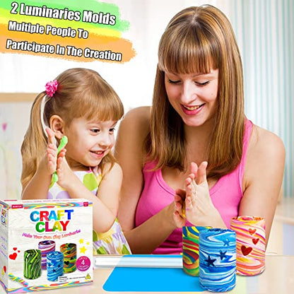 MHMYDIS Make Your Own Clay Luminaries - Arts and Crafts kit for Boys Girls and Teens Age 6 7 8 9 10 11 12 Year Old and up - Creative Clay Lantern Toys for 8-12 Year Olds