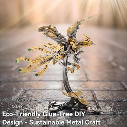 3D Metal Puzzles for Adults, Mechanical Phoenix Bird Model Kit - color: Phoenix-gold