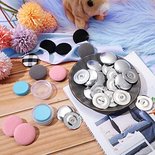 100 Sets Cover Buttons Kit with Tools - Size 60/1.5 Inch DIY Fabric Cloth Cover Buttons with Wire Backs - size: Size 60 / 1.5 Inch
