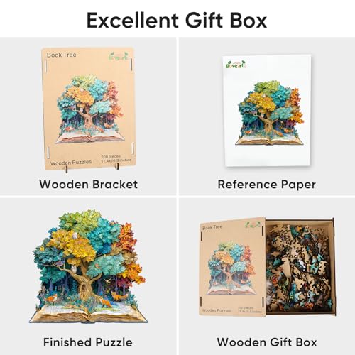 Bovearto Wooden Puzzles for Adults 200 Pieces, Tree of Life Puzzle - color: Book Tree, size: 200pcs