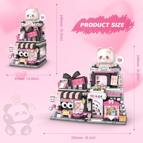 NEWABWN Street View Panda Gift Shop MOC Set, 938 Pcs Mini Blocks - style: Gift Shop