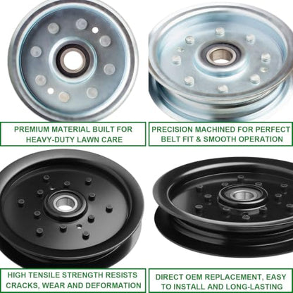 Upgraded Flat Idler Pulley (AM128118 + AM143737 AM136693) Fits John Dee re Zero Turn Lawn Mower - color: AM128118/AM143737 AM136693