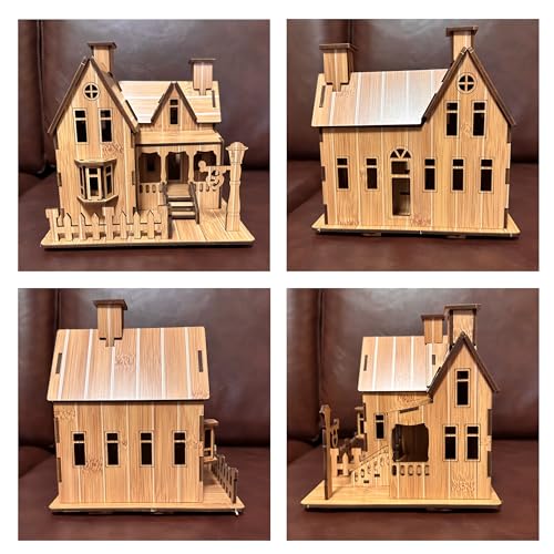 Log Cabin Mini House 3D Wooden Puzzle Building Kit for Adults Teens