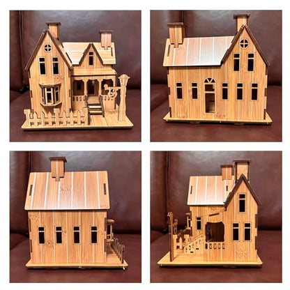 Log Cabin Mini House 3D Wooden Puzzle Building Kit for Adults Teens