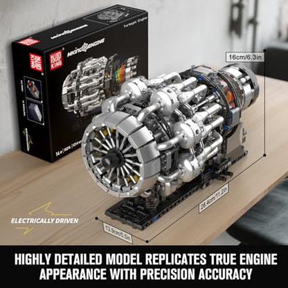 Mould King 10216 Aircraft Engine Building Kit for Adults, Mini Transmission Engine Model Toy for Display, DIY STEM Project for Teens(1214 PCS) - style: Aircraft Engine