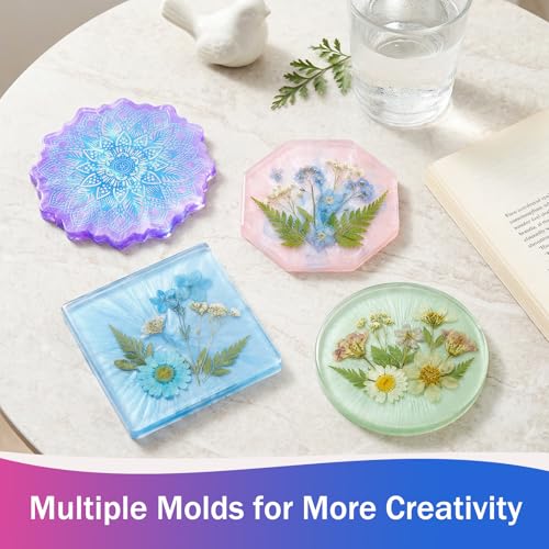 KISREL Epoxy Resin Kit for Beginners, 12OZ Resin Kit with Silicone Molds - size: 12oz kit