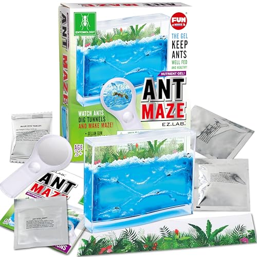 Science Ant Farm Kit for Live Ants, FunKidz Ant Colony Habitat Kit for Kids Gel Bug Terrarium House Watch Ants Dig Tunnels Entomology Learning Toys for Boys Gift