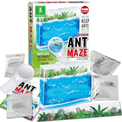Science Ant Farm Kit for Live Ants, FunKidz Ant Colony Habitat Kit for Kids Gel Bug Terrarium House Watch Ants Dig Tunnels Entomology Learning Toys for Boys Gift